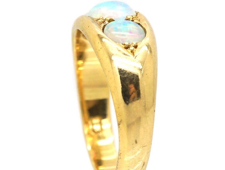 Victorian 18ct Ring set with Three Cabochon Cut Opals