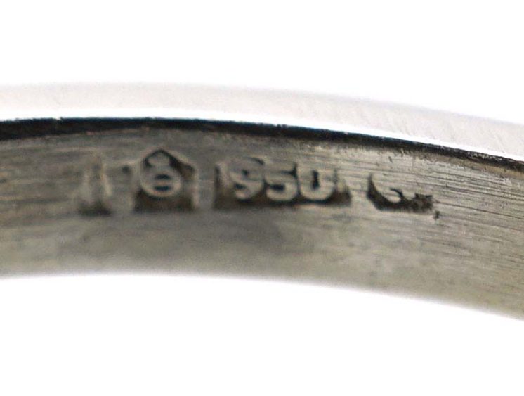 Art Deco Platinum Cluster Ring set with an Opal & Diamonds