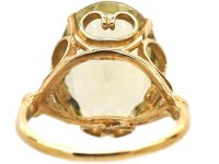 1970s 9ct Gold Ring set with a Large Oval Cut Citrine