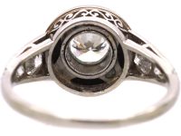 Art Deco 18ct White Gold, Onyx & Diamond Ring