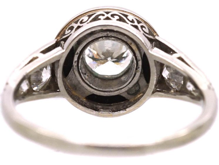Art Deco 18ct White Gold, Onyx & Diamond Ring