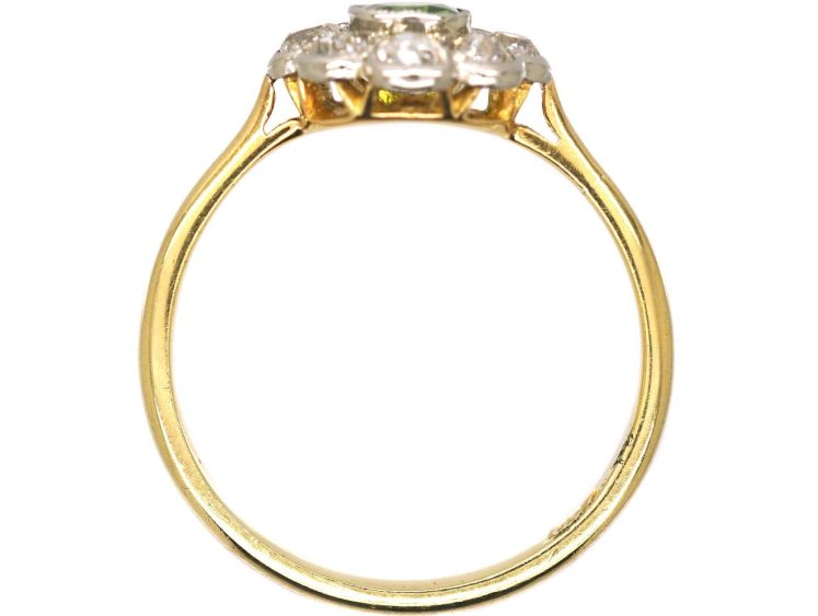Edwardian 18ct Gold & Platinum Cluster Ring set with a Green Garnet & Diamonds