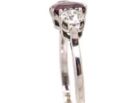 Edwardian 18ct Gold & Platinum Three Stone Ruby & Diamond Ring