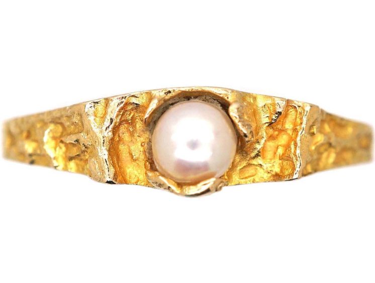 14ct Gold & Natural Pearl Ring by Bjorn Wekkstrom for Lapponia