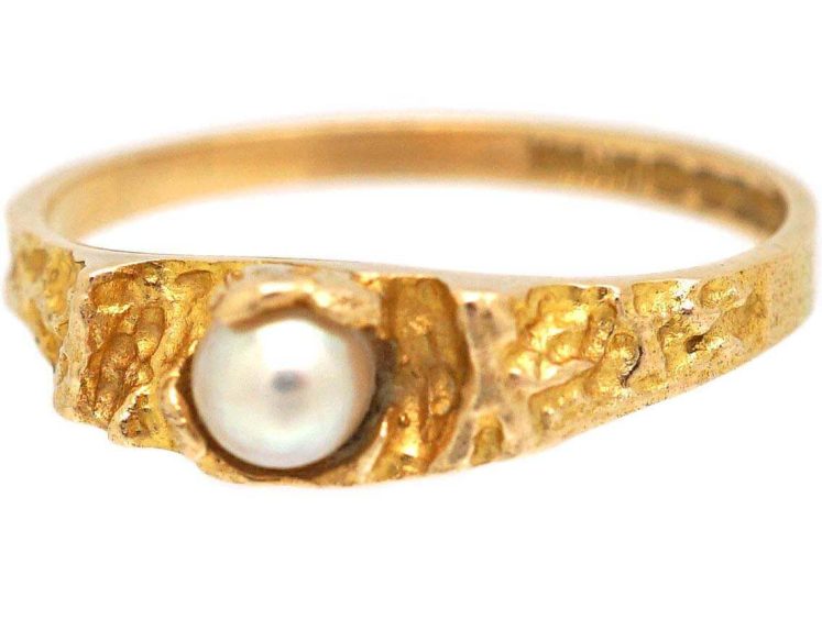 14ct Gold & Natural Pearl Ring by Bjorn Wekkstrom for Lapponia