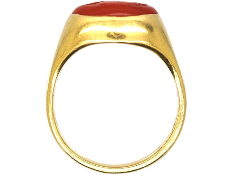 18ct Gold Ring set with a with a Roman Carnelian Intaglio of Mercury