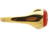 18ct Gold Ring set with a with a Roman Carnelian Intaglio of Mercury