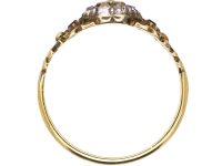 Georgian 15ct Gold & Silver Cluster Ring set with Rubies & Old Mine Cut Diamonds