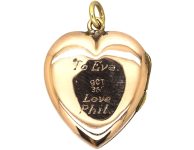 Edwardian 9ct Gold Back & Front Engraved Heart Locket
