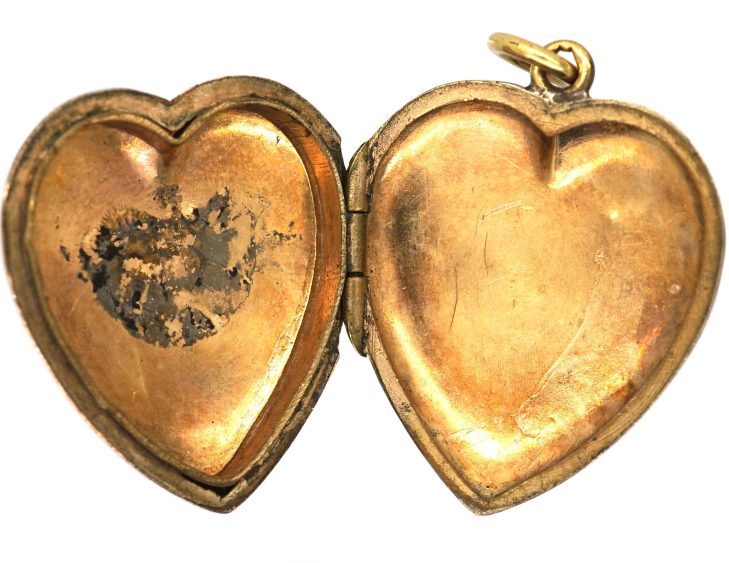 Edwardian 9ct Gold Back & Front Engraved Heart Locket