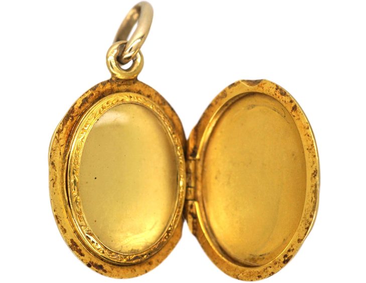Victorian 18ct Gold & Royal Blue Enamel Oval Locket