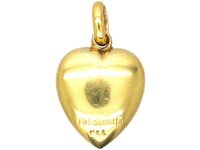 Edwardian 15ct Gold Heart pendant set with a Ruby & Rose Diamonds