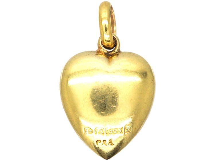 Edwardian 15ct Gold Heart pendant set with a Ruby & Rose Diamonds