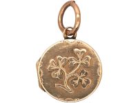 Edwardian 9ct Gold Three Leaf Clover Locket
