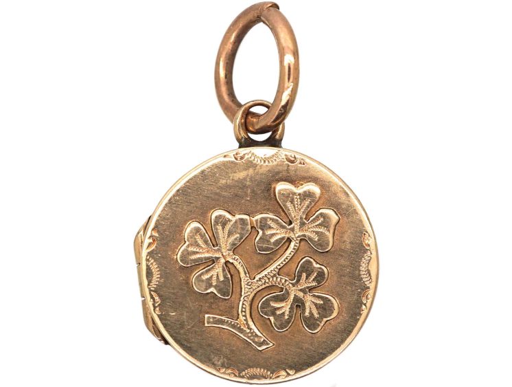 Edwardian 9ct Gold Three Leaf Clover Locket