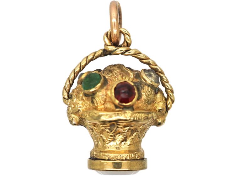 Victorian 9ct Gold Basket of Flowers Charm