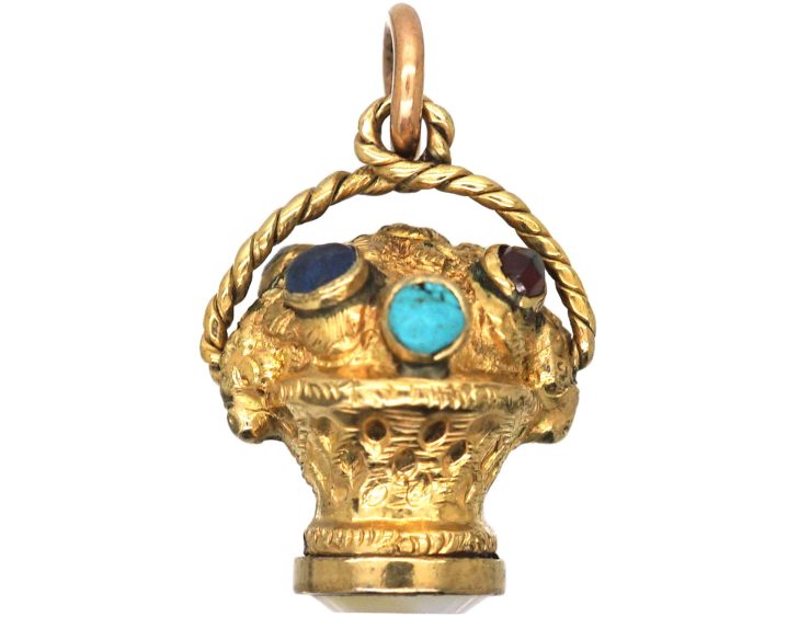 Victorian 9ct Gold Basket of Flowers Charm