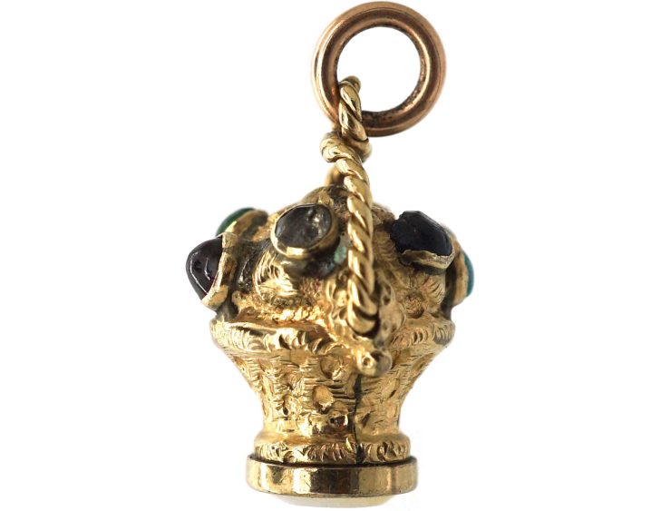 Victorian 9ct Gold Basket of Flowers Charm
