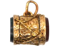Victorian 9ct Gold Drum Charm set with a Bloodstone & Carnelian