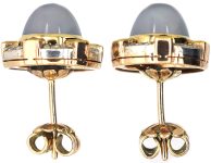 Art Deco 18ct Gold & Platinum, Moonstone Ruby & Diamond Cluster Earrings