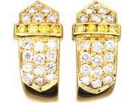 Vintage 18ct Gold Earrings set with Canary Yellow & White Diamonds by David Morris