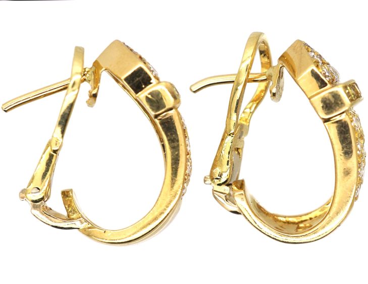 Vintage 18ct Gold Earrings set with Canary Yellow & White Diamonds by David Morris