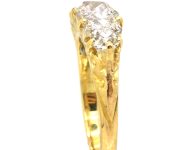Victorian 18ct Five Stone Old Mine Cut Diamond Carved Half Hoop Ring