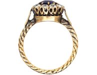 Edwardian 18ct Gold Sapphire & Diamond Slightly Oval Cluster Ring