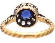 Edwardian 18ct Gold Sapphire & Diamond Slightly Oval Cluster Ring