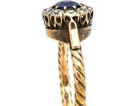 Edwardian 18ct Gold Sapphire & Diamond Slightly Oval Cluster Ring