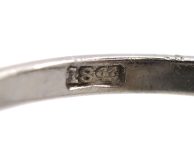 Art Deco 18ct White Gold Burma Sapphire & Diamond Oval Cluster Ring with Baguette Diamond Shoulders