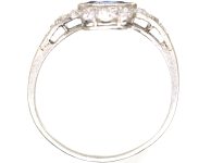 Art Deco Platinum Ring set with a Marquise Cut Sapphire & Diamonds