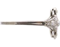 Art Deco Platinum Ring set with a Marquise Cut Sapphire & Diamonds