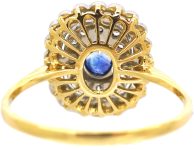 Edwardian 18ct Gold & Platinum, Sapphire & Diamond Two Row Cluster Ring