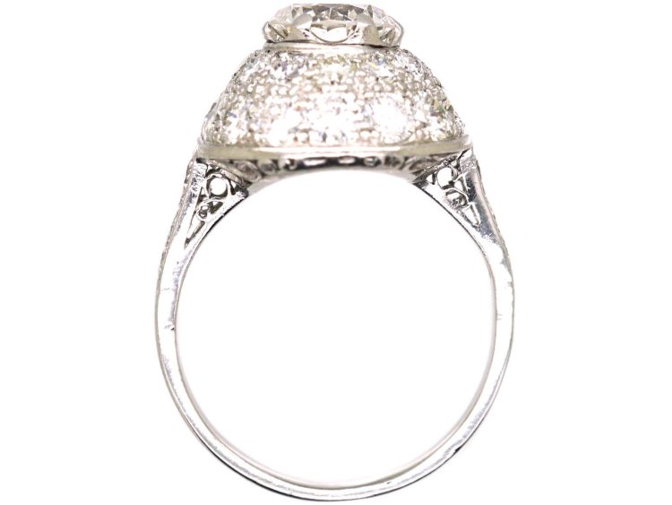 Art Deco 18ct White Gold Bombè Ring set with Diamonds