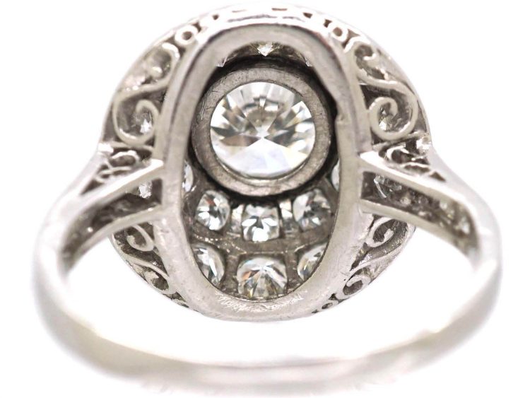 Art Deco 18ct White Gold Bombè Ring set with Diamonds