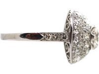 Art Deco 18ct White Gold Bombè Ring set with Diamonds