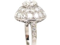 Art Deco 18ct White Gold Bombè Ring set with Diamonds