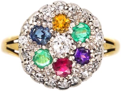 Edwardian 18ct Gold Gem Set Dearest Ring