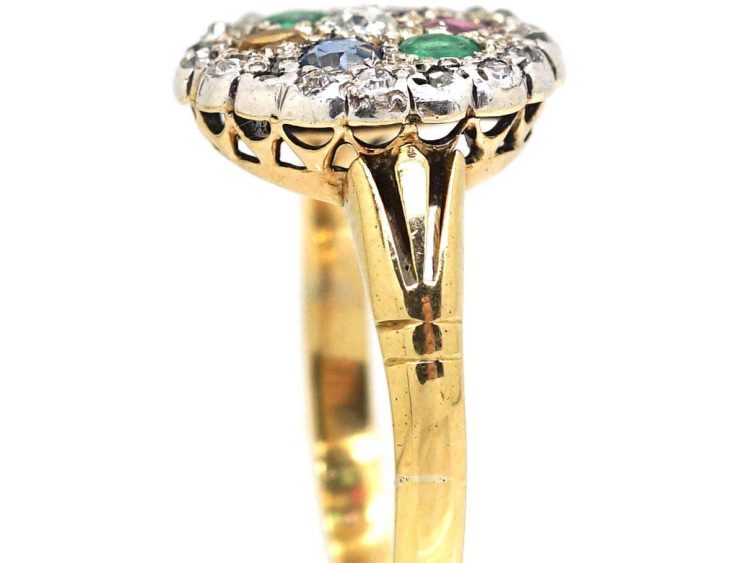 Edwardian 18ct Gold Gem Set Dearest Ring
