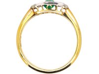 Early 20th Century Emerald & Diamond Three Stone Ring