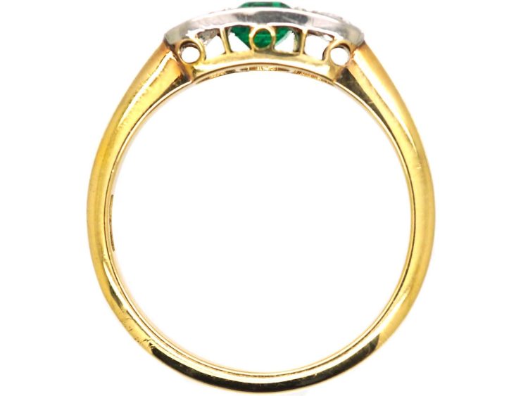 Early 20th Century Emerald & Diamond Three Stone Ring