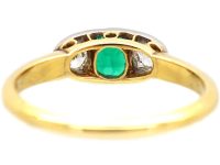 Early 20th Century Emerald & Diamond Three Stone Ring