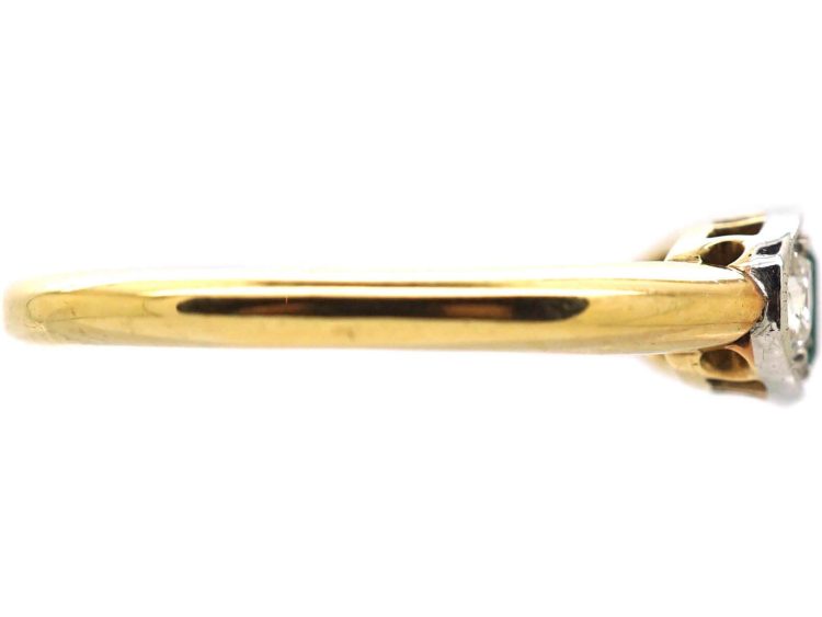 Early 20th Century Emerald & Diamond Three Stone Ring