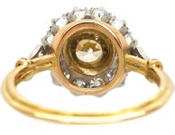 Edwardian 18ct Gold & Platinum Diamond Cluster Ring with a Yellow Diamond in the Centre