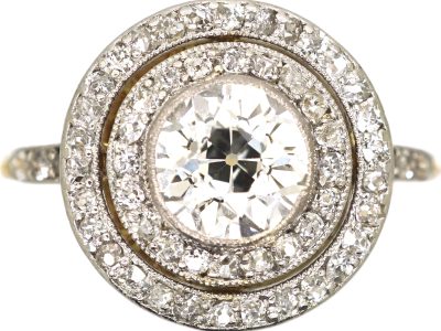 Early 20th Century 18ct Gold & Platinum Diamond Target Ring