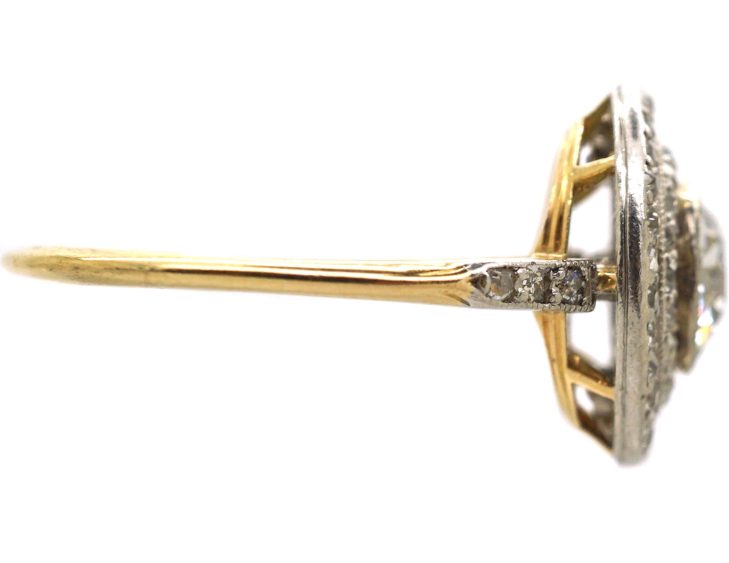 Early 20th Century 18ct Gold & Platinum Diamond Target Ring