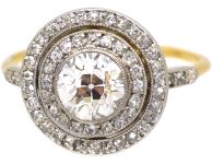 Early 20th Century 18ct Gold & Platinum Diamond Target Ring