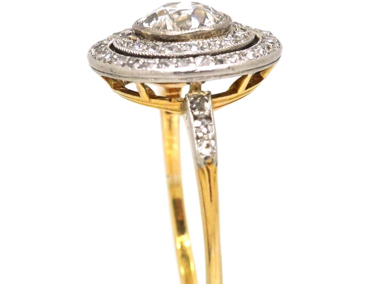 Early 20th Century 18ct Gold & Platinum Diamond Target Ring