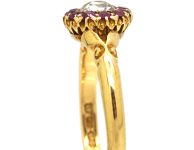 Edwardian 18ct Gold Diamond & Ruby Cluster Ring